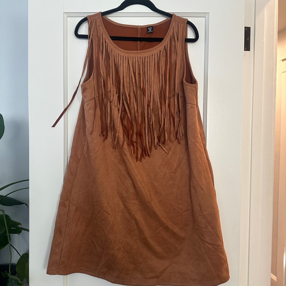 SHEIN Tan Fringe Detail Top